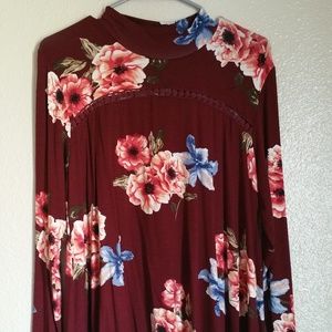 burgundy floral tunic